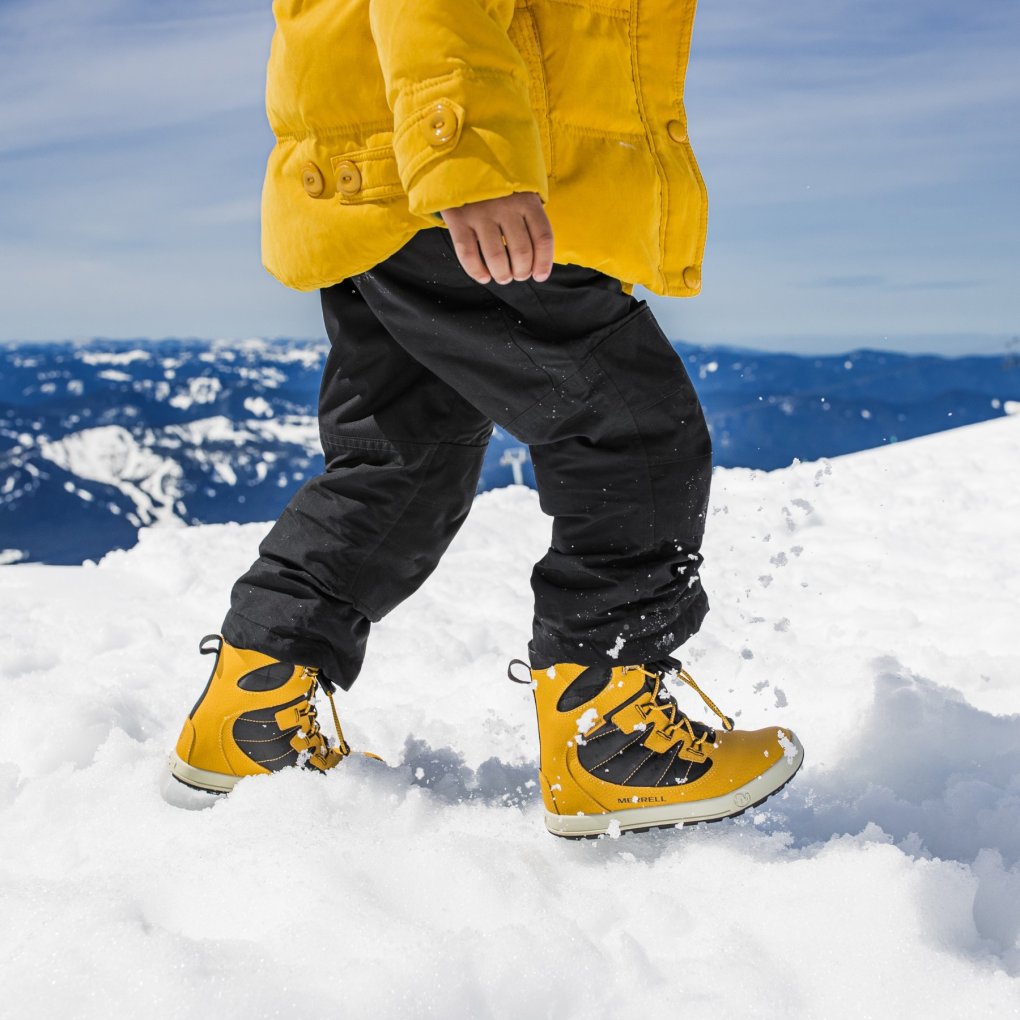 Merrell Snow Bank Waterproof Winter Boots Kids wheat/black