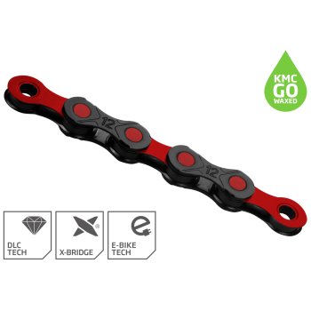 新品未使用　KMC DLC 12速用 チェーン レッド kmc-dlc12-waxed-chain-black-