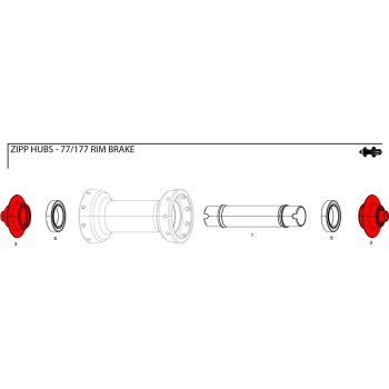 ZIPP QR End Cap Set for 76/77 Front Hubs for Rim Brakes