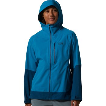 OEX Fortitude Waterproof Jacket with an Adjustable Hood and Stretch Fabric,  Womens Raincoat, Womens Hiking & Outdoor Recreation Clothing (Blue, 6) :  : Fashion