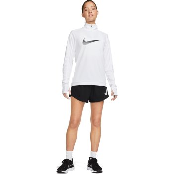 Nike Dri-FIT Swoosh Short Zip Long Sleeve Top Women - active  fuchsia/reflective silver DX0952-623