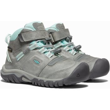 KEEN Ridge Flex Mid Waterproof Kids Boots - Grey/Blue Tint