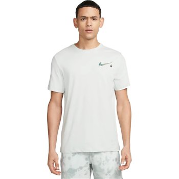 Nike Performance TEE YOGA - Print T-shirt - light silver/black 