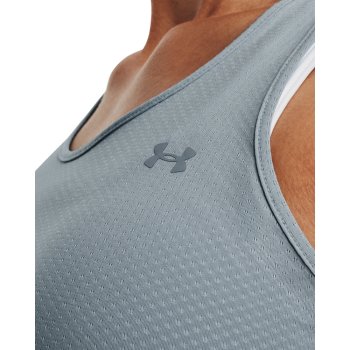 Under Armour Haut Court à Manches Courtes Femme - UA Branded Logo -  Downpour Gray/White