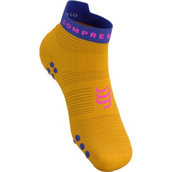 Compressport Pro Racing Compression Socks v4.0 Run Low - saffron/dazz blue