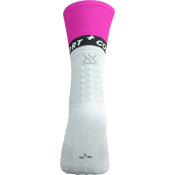 Compressport Mid Compression Socks v2.0 - white/safety yellow/neon pink