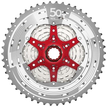 SunRace CSMZ90 Cassette 12-speed - 11-50 - metallic silver / red