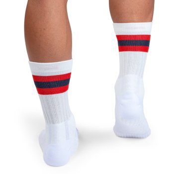 On Tennis Sock Chaussettes Tennis Femme - White & Red - BIKE24