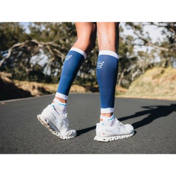 Compressport R2 3.0 Compression Calf Sleeves - estate blue/white | BIKE24