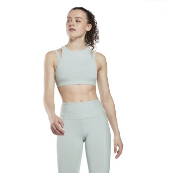 Reebok Studio Stripped Minimalist Women's Sports Bra - boulder grey