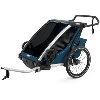 Thule Chariot Cross 2 Bike Trailer for 2 Kids majolica blue