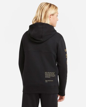 Black nike sweatshirt clearance with gold swoosh