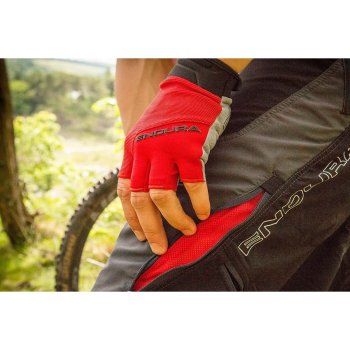 Gants De Cyclisme Endura Hummvee Plus II – Rouges – Sans Doigts – Gel Rembourré – Taille M