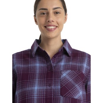 Icebreaker Camicia in Flanella a Quadri Donna - Dawnder - Nightshade/Kyanite