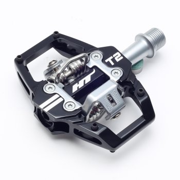 HT Components T2 Pédales Double Face sans Clip avec Plateforme en Aluminium 9/16, Noir furtif