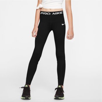 Nike Girl's Pro Dri-FIT Leggings - Black/White (DA1028-010)