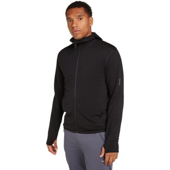 Black Crevice Veste à Capuche Mérinos Homme - Hoodie Thermorégulateur 70% Laine Mérinos