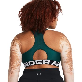 Under Armour AUTHENTICS MID BRANDED - Medium support sports bra - hydro  teal/white/teal 