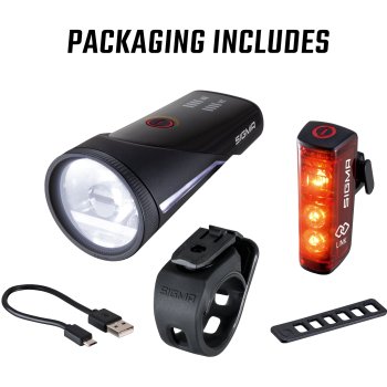 Sigma Aura 100 Blaze Link Set - Feux Avant/Arrière Vélo, LED, USB, Noir