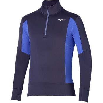 Mizuno Warmalite Half Zip Langarmshirt Herren Evening Blue Surf the Web