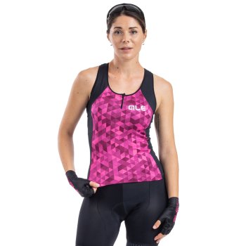 Alé Débardeur Femme - PRAGMA Triangles - fluo pink/violet - BIKE24