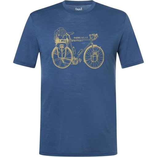 Productfoto van SUPER.NATURAL Wander Wheel T-shirt voor heren - Ocean Blue/Dried Tobacco
