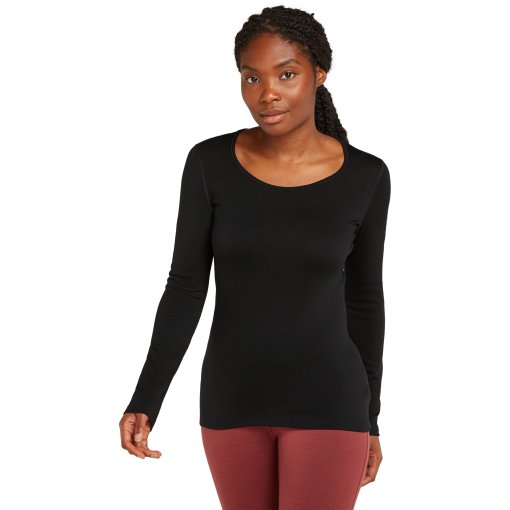 Photo produit de Icebreaker T-Shirt Manches Longues Femme - Merino 260 Tech Scoop - Noir