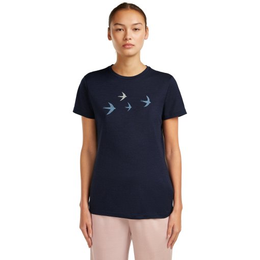 Photo produit de Icebreaker Merino 150 Tech Lite T-shirt « Bird Transit » pour femme - Midnight Navy