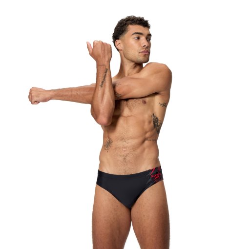 Picture of Speedo Medley Logo 7cm Swim Briefs Men - anthracite/high risk red