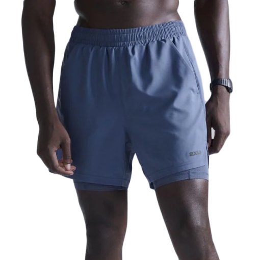 Image of 2XU Aero Mesh 2-in-1 5" Running Shorts Men - indigo/black reflective