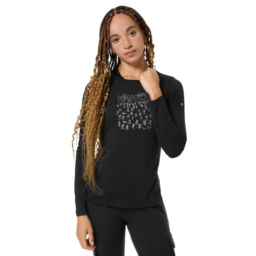 Foto de SUPER.NATURAL Camiseta de Manga Larga Mujer - Free Ski Tickets - Jet Black/Feather Grey