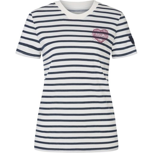 Photo produit de SUPER.NATURAL Stripe Heartwood Bio J t-shirt femme - Fresh White/Navy Stripe/Beet Red