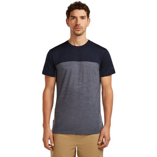 Foto de Icebreaker Merino 125 Cool-Lite™ Sphere Colour Block Camiseta para hombres - Midnight Navy Hthr/Midnight Navy