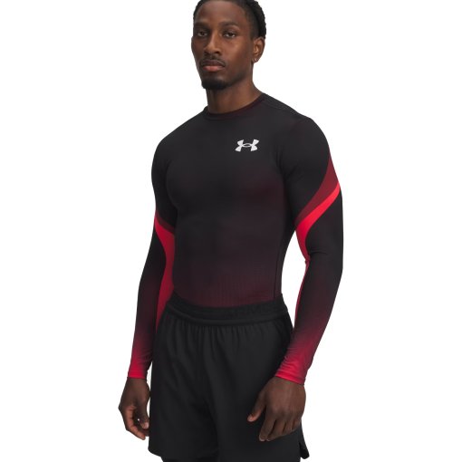Photo produit de Under Armour Haut à Manches Longues Homme - HeatGear® Sublimated à col ras du cou - Rouge/Noir/Blanc