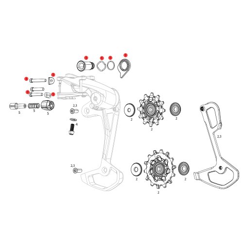 Foto de SRAM B-Bolt y Limit Screw Kit para Cambio Trasero Apex XPLR / Apex Eagle (D1) - 11.7518.108.000