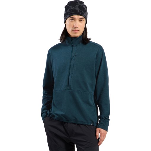 Photo produit de Odlo Essentials Grid Fleece Veste mi-saison multisports avec fermeture éclair courte pour hommes - reflecting pond