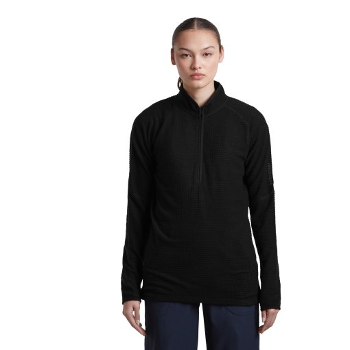 Slika izdelka Icebreaker Merino 400 RealFleece™ Grid Peaksland Ženski pulover z polovičnom zadrgo - Black