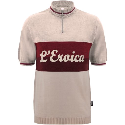 Photo produit de Santini Maillot Manches Courtes Homme - Eroica Vino Wool ER1114VINO - cappuccino CP