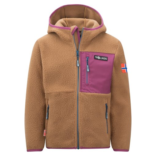 Foto de Trollkids Chaqueta Niño - Aurlandsfjord - Almond/Bright Berry/Madeira Blue