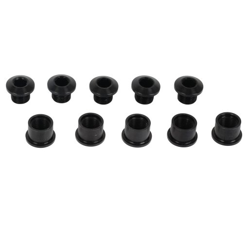 Produktbild von Alugear Kettenblattschraubenset - 5x BCD | M8 x 6.5mm | inkl. Muttern (7mm) - schwarz