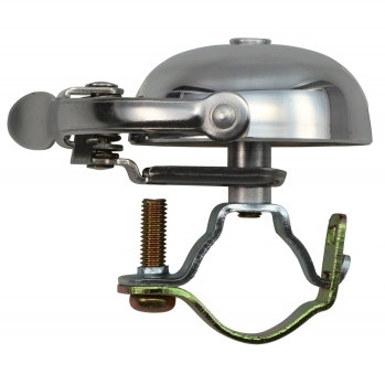 Foto van Crane Bell Co. Mini Suzu Fietsbel - Steel Band Mount - polished silver