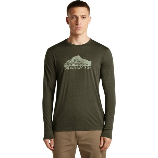 Productfoto van Icebreaker Merino 150 Tech Lite T-shirt met lange mouwen Aoraki Explorer voor heren - Dk Loden