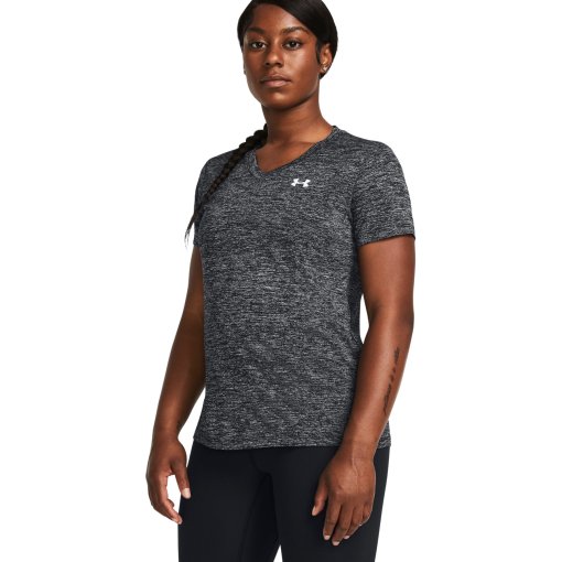 Foto de Under Armour Camiseta de Manga Corta Mujer - UA Tech™ Twist V-Neck - Negro/Blanco