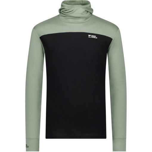Foto de Mons Royale Camiseta de Manga Larga Hombre - Yotei Merino Powder Hood - willow / negro