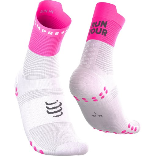 Slika izdelka Compressport Tekmovalne kompresijske nogavice Pro Racing v4.0 Run High - Your Race - white/neon pink