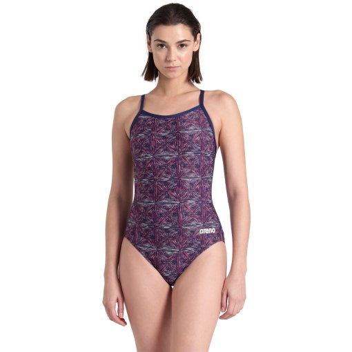 Produktbild von arena Performance Abstract Tiles Light Drop Back Badeanzug Damen - Navy/Team Red White Blue