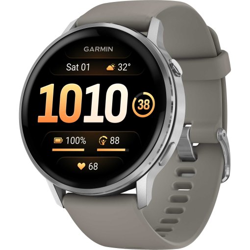 Produktbild von Garmin Venu 4 GPS Smartwatch - 45mm - Schwarz/Silber/Grau