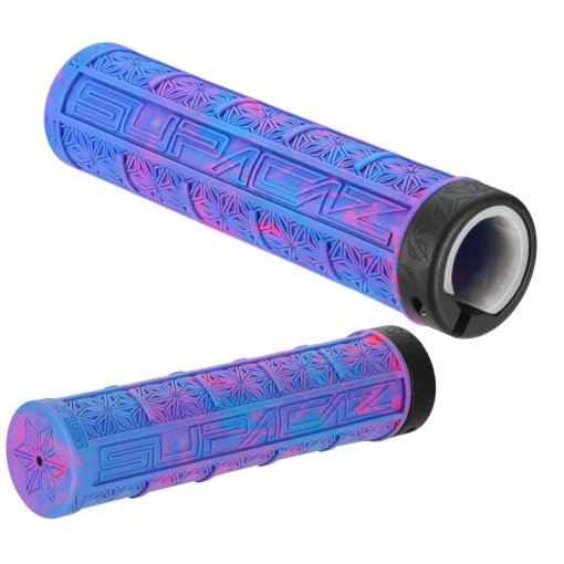 Slika izdelka Supacaz Grizips Lock-On Ročaji - Splash / Neon Pink - Neon Blue Star Fade Ringz
