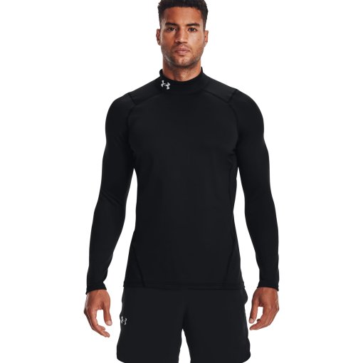Photo produit de Under Armour Haut à Col Montant et Manches Longues Homme - ColdGear® Fitted - Noir/Blanc