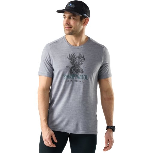 Foto de SmartWool Moose Mode Active Graphic Camiseta de manga corta para hombres - 545 light gray heather